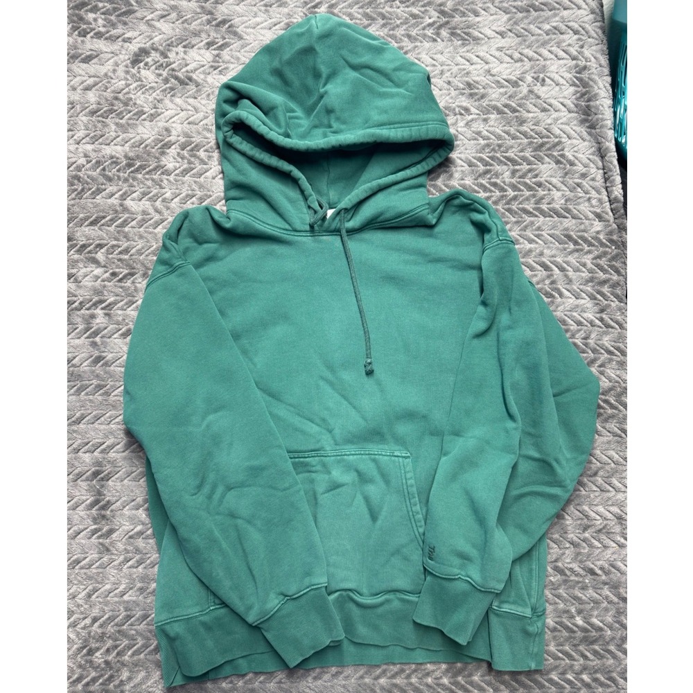 Aritzia Tna Cozy Fleece Boyfriend Hoodie Green Oversized Sweatshirt LARGE (1459)